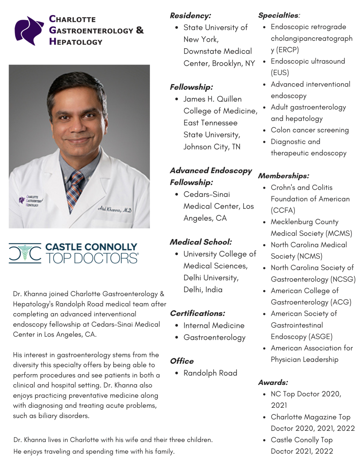 Charlotte Gastroenterology Hepatology Atul Khanna MD Charlotte 